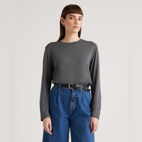 Quince Tops - Quince Cotton Classic Gray Women's Long Sleeve Top